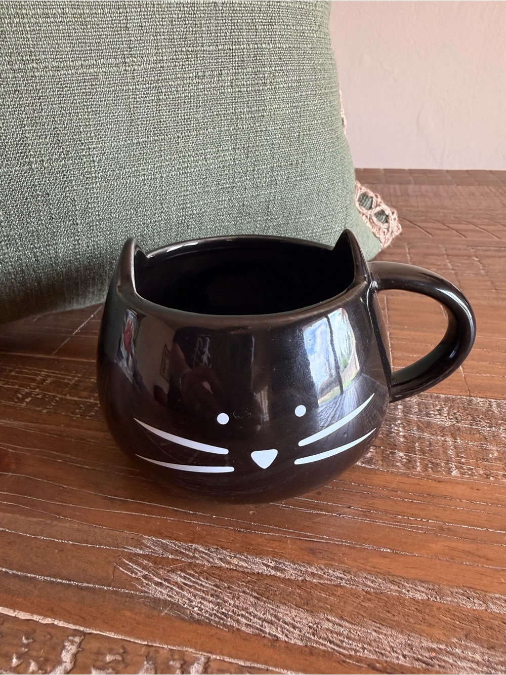 Black Cat Ceramic Coffee Mug Face Ears Whiskers 3D